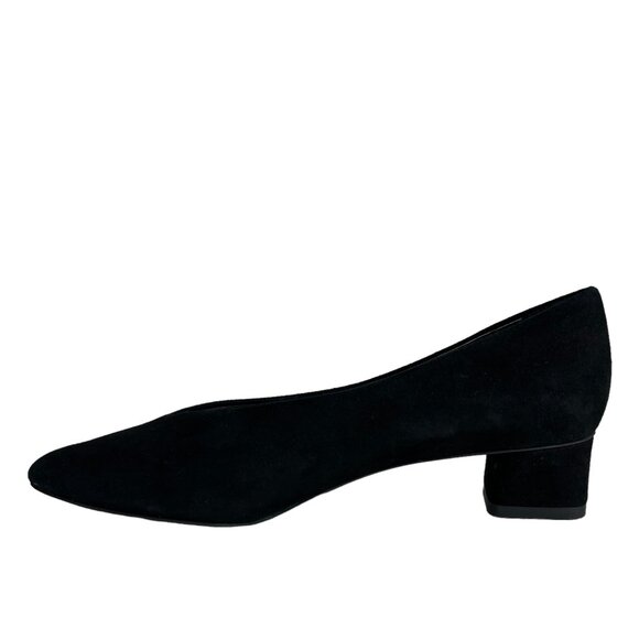 Everlane The V Heel in Black Suede Leather Square Heel Italian Pumps Size 5 ½ - Picture 6 of 12